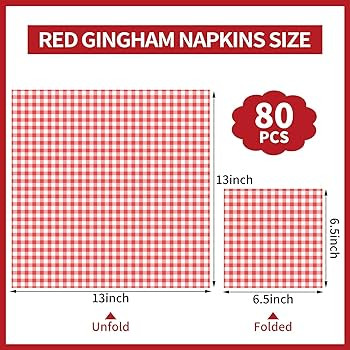 80 Pcs Red Gingham Napkins, 6.5X6.5 Inch Red and White Checkered Napkins Plaid Picnic Napkin Ging... | Amazon (US)