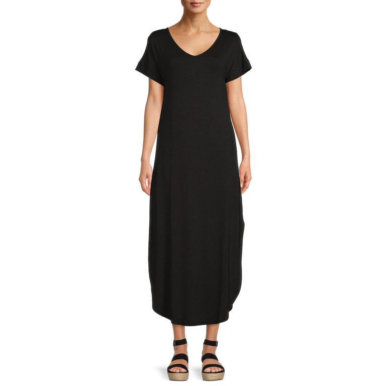 Time and Tru Women's Maxi Dress with Short Sleeves | Walmart (US)