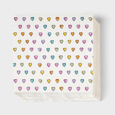 30ct Disco Hearts Wave Paper Napkins White - Roller Rabbit x Target | Target