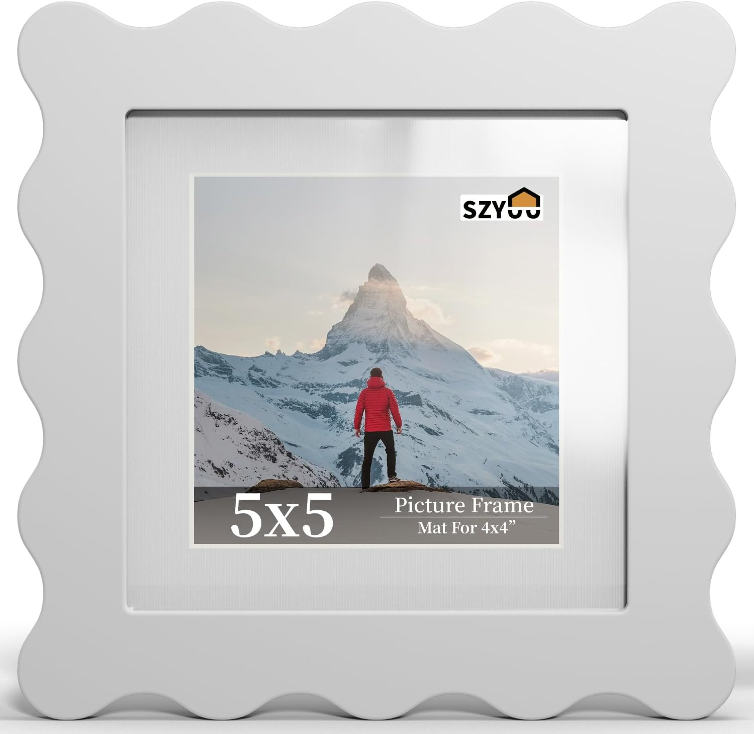 5x5 Wavy Picture Frame with Real Glass, Tabletop & Wall Mount | Amazon (US)