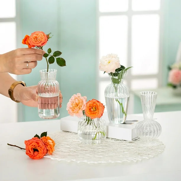 Nuptio Bud Vases in Bulk Glass Vase for Wedding Mother's Day Table Centerpiece Set of 48, Clear | Walmart (US)