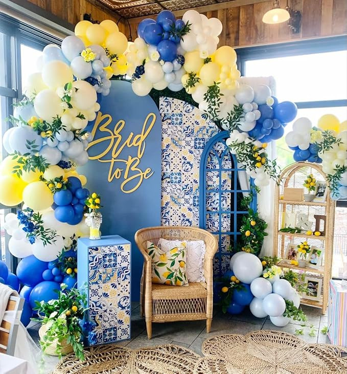 Royal Blue Yellow Lemon Balloon Garland Arch Kit with 142pcs Latex Balloons for Summer Anniversar... | Amazon (US)