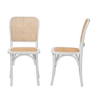 Neah White and Natural Brown Dining Chair (Set of 2) | The Home Depot