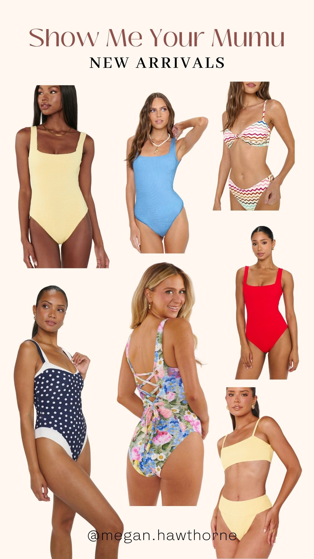 New swim arrivals from show me your mumu! You guys know I love their scrunch swimsuit, and these new colors are amazing! But yellow and polkadots are also trending this season which I am all about! 

#LTKMidsize #LTKTravel #LTKTall