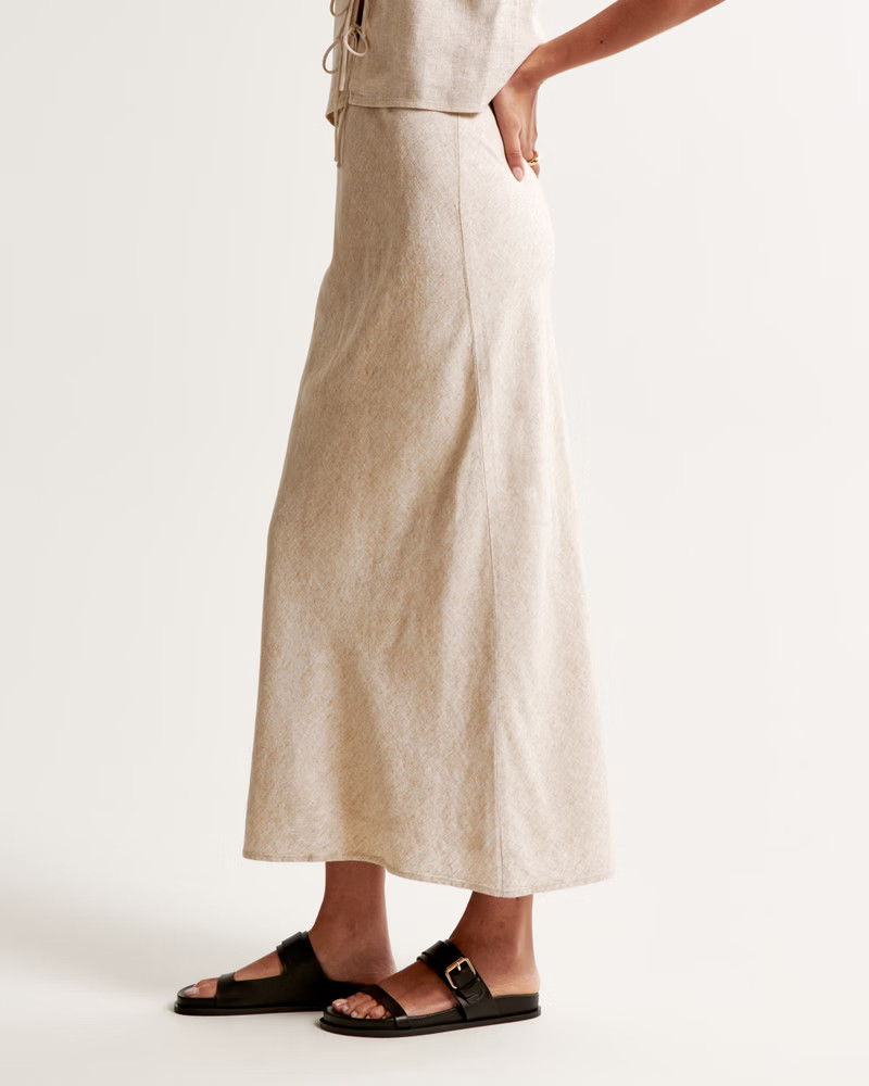 Linen-Blend Column Maxi Skirt | Abercrombie & Fitch (US)