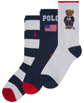 Little Boys 3-Pack Americana Bear Socks | Macy's