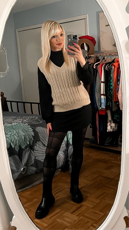 Winter work ootd - over sized sweater vest - combat ankle boots - trendy look - trendy outfit - wear to work - business casual - Amazon Fashion - Amazon finds 

#LTKworkwear #LTKshoecrush #LTKunder50