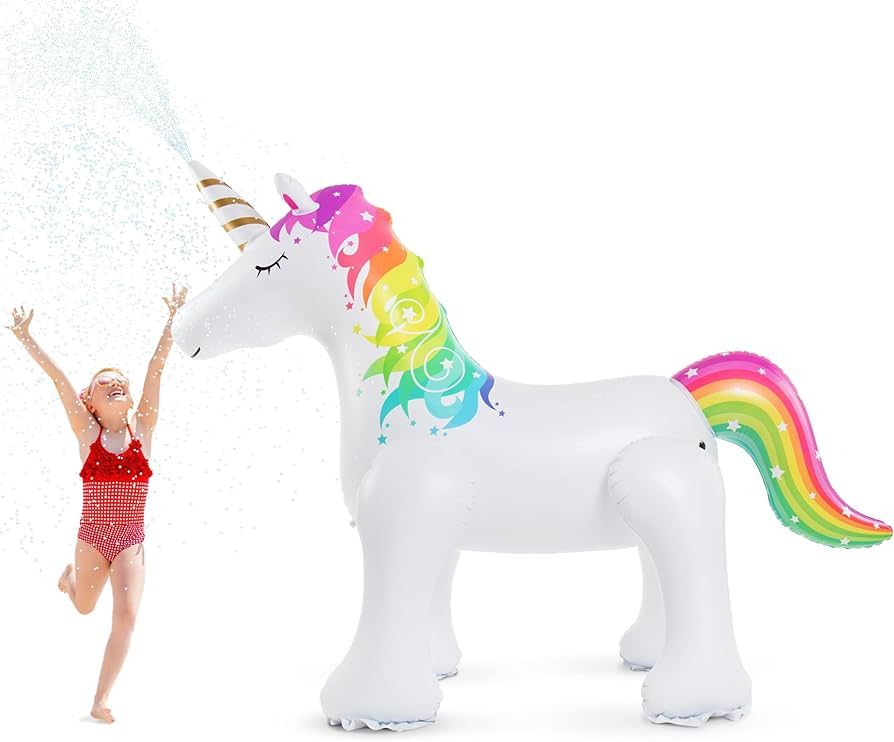 Jasonwell Unicorn Sprinkler Inflatable Unicorn Water Toys Outdoor Inflatable Ginormous Unicorn Ya... | Amazon (US)
