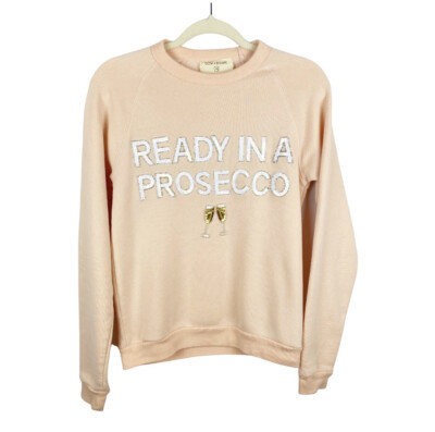Bow & Drape Ready in a Prosecco Sequin Crew Neck Sweatshirt Pink Size Medium | eBay AU