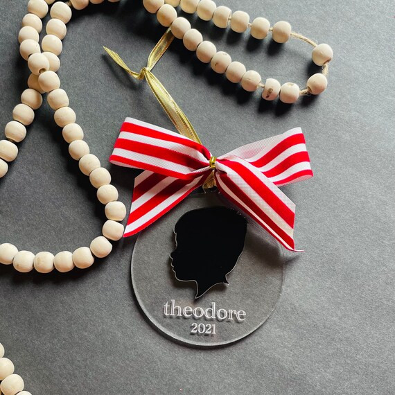 Silhouette Ornament, custom Silhouette Portrait, Kid Silhouette Portrait, Father's and Mother's D... | Etsy (US)