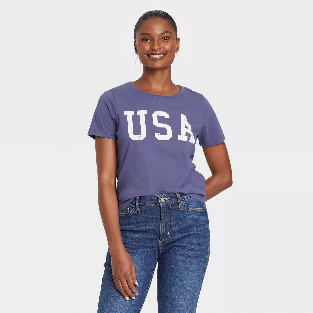Women's USA Short Sleeve Graphic T-Shirt - Blue | Target