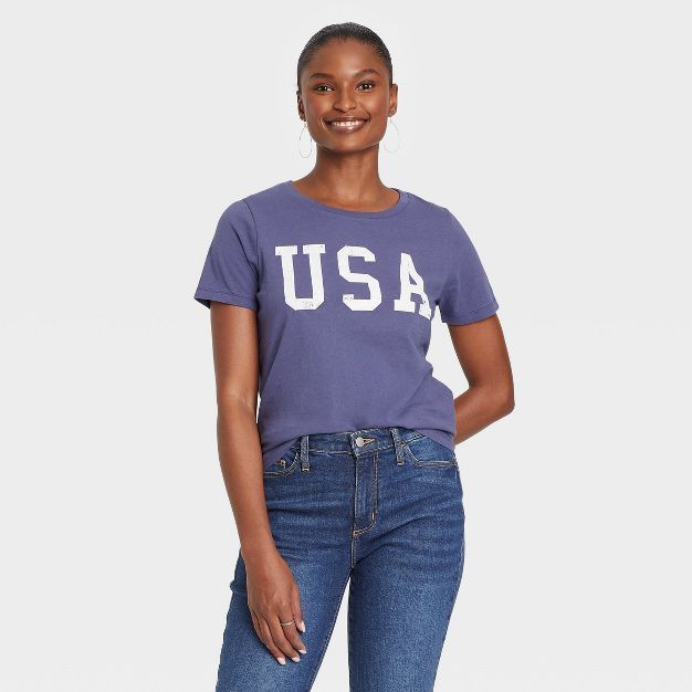 Women's USA Short Sleeve Graphic T-Shirt - Blue | Target