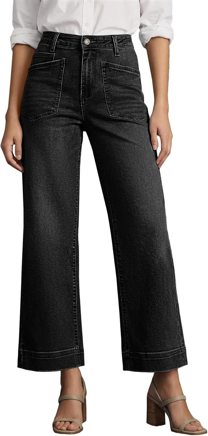 Cicy Bell Womens Cropped Wide Leg Jeans High Waisted Baggy Denim Ankle Pant | Amazon (US)