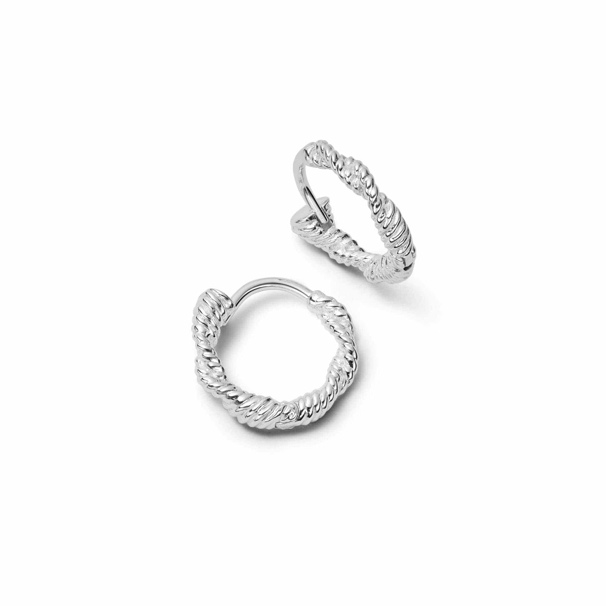 Rope Twist Huggie Hoop Earrings Sterling Silver | Daisy London Jewellery