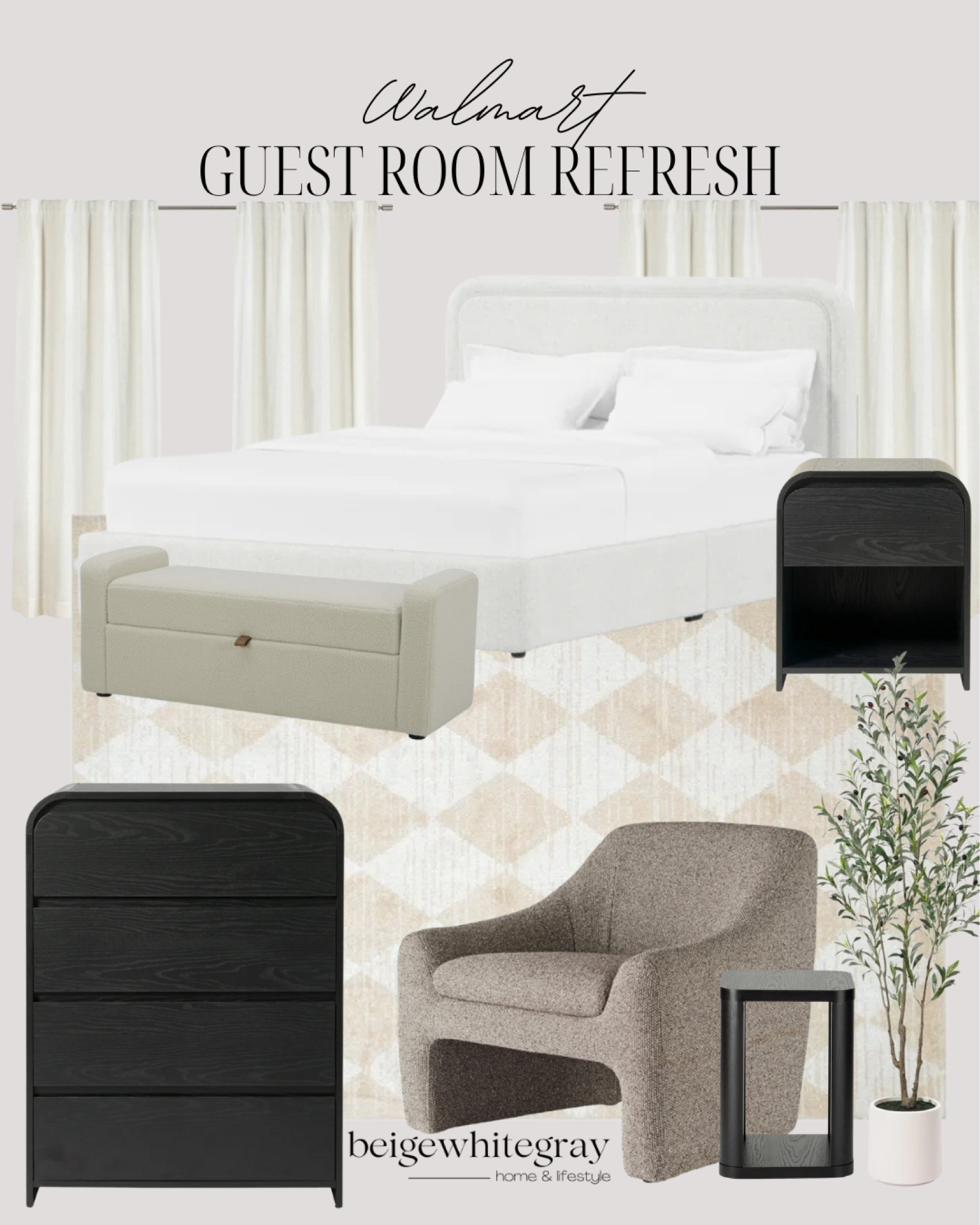 Guest room refresh and it’s all from Walmart but it doesn’t sacrifice style!! I personally have this queen size bed in our guest room and o love it! Add curtains for warmth and texture as well as a rug!! 

#LTKHome #LTKStyleTip #LTKSaleAlert