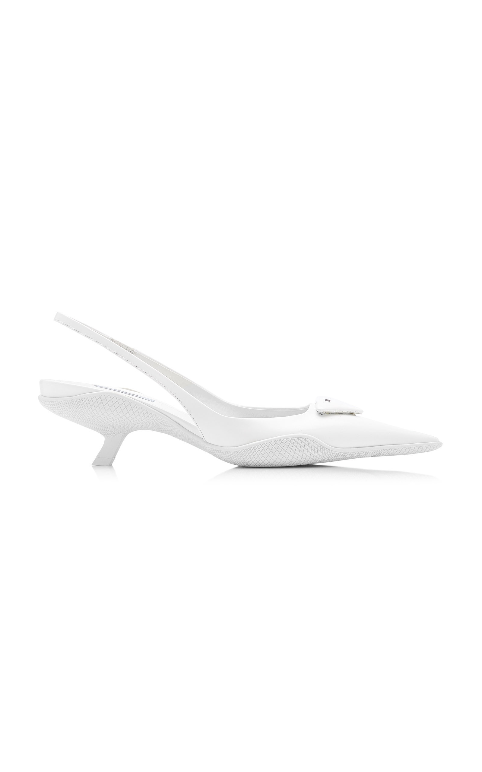 Prada - Logo-Detailed Leather Slingback Pumps - White - IT 36 - Moda Operandi | Moda Operandi (Global)