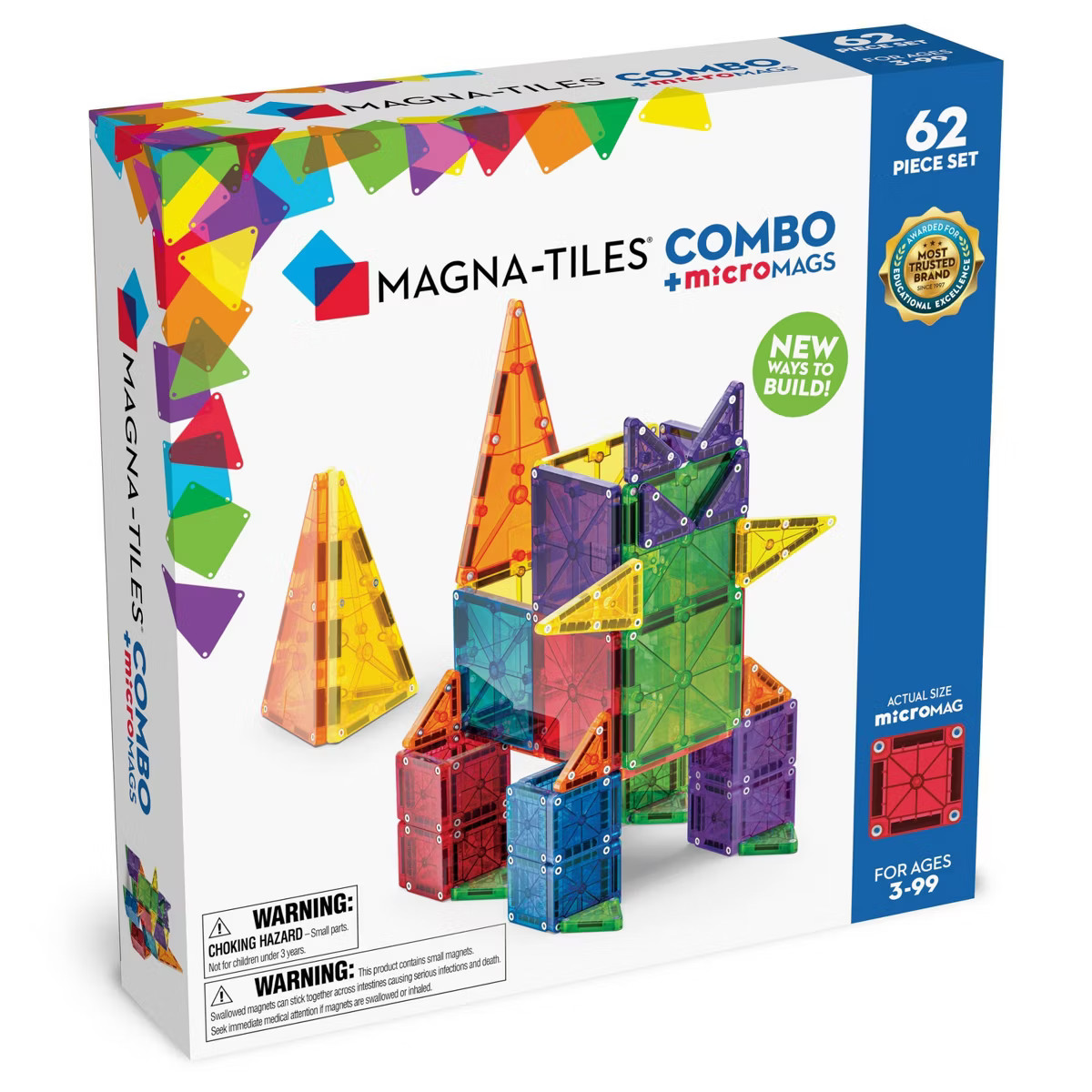 MAGNA-TILES Combo microMAGS 62pc: Educational Magnetic Building Set for Creative Thinking & Fine ... | Target