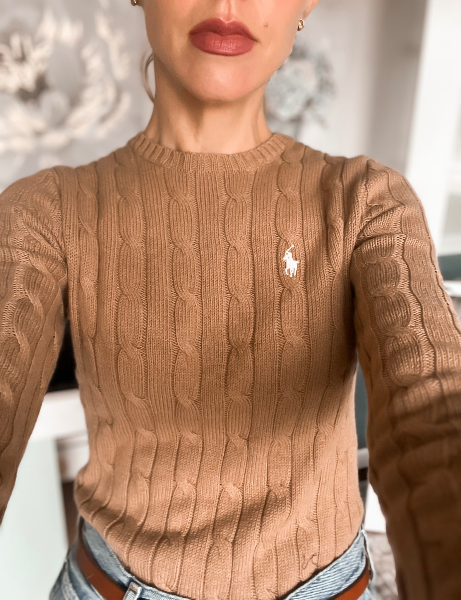 Ralph Lauren sweater that’s perfect for layering in the Fall, even when it’s still warm down south. Found this brown still in stock at Macys! 

#LTKStyleTip #LTKOver40 #LTKSeasonal