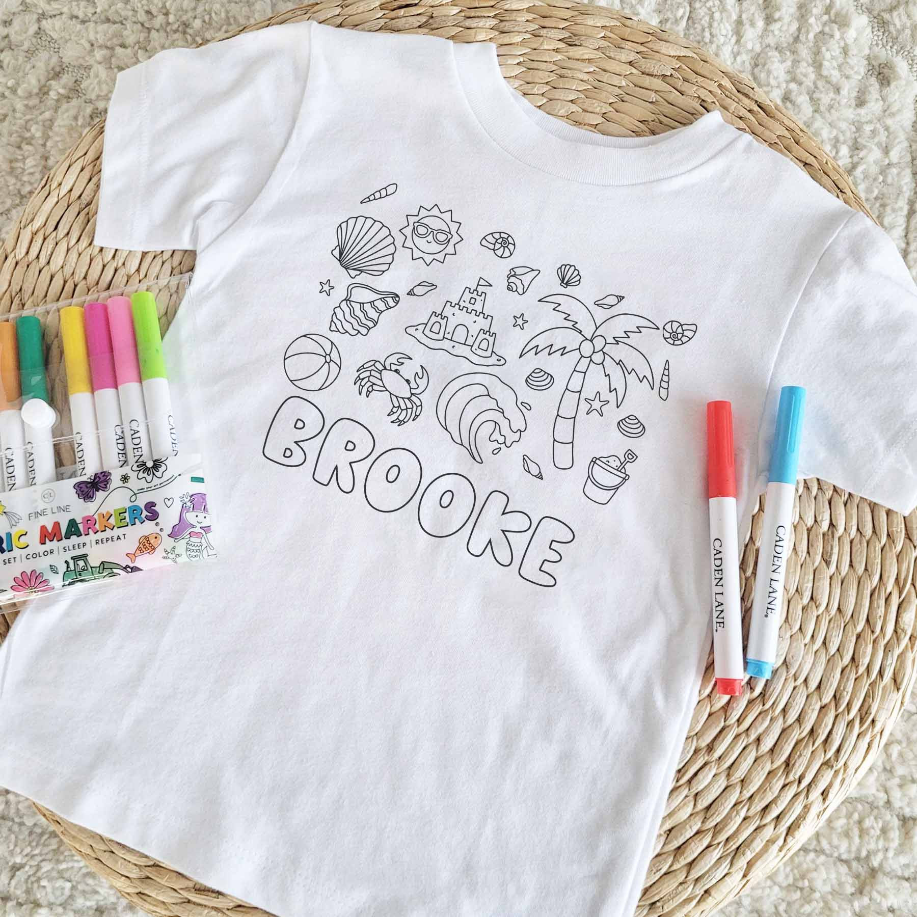 Beach Bash Colorable Personalized Kids Graphic Tee | White | Caden Lane