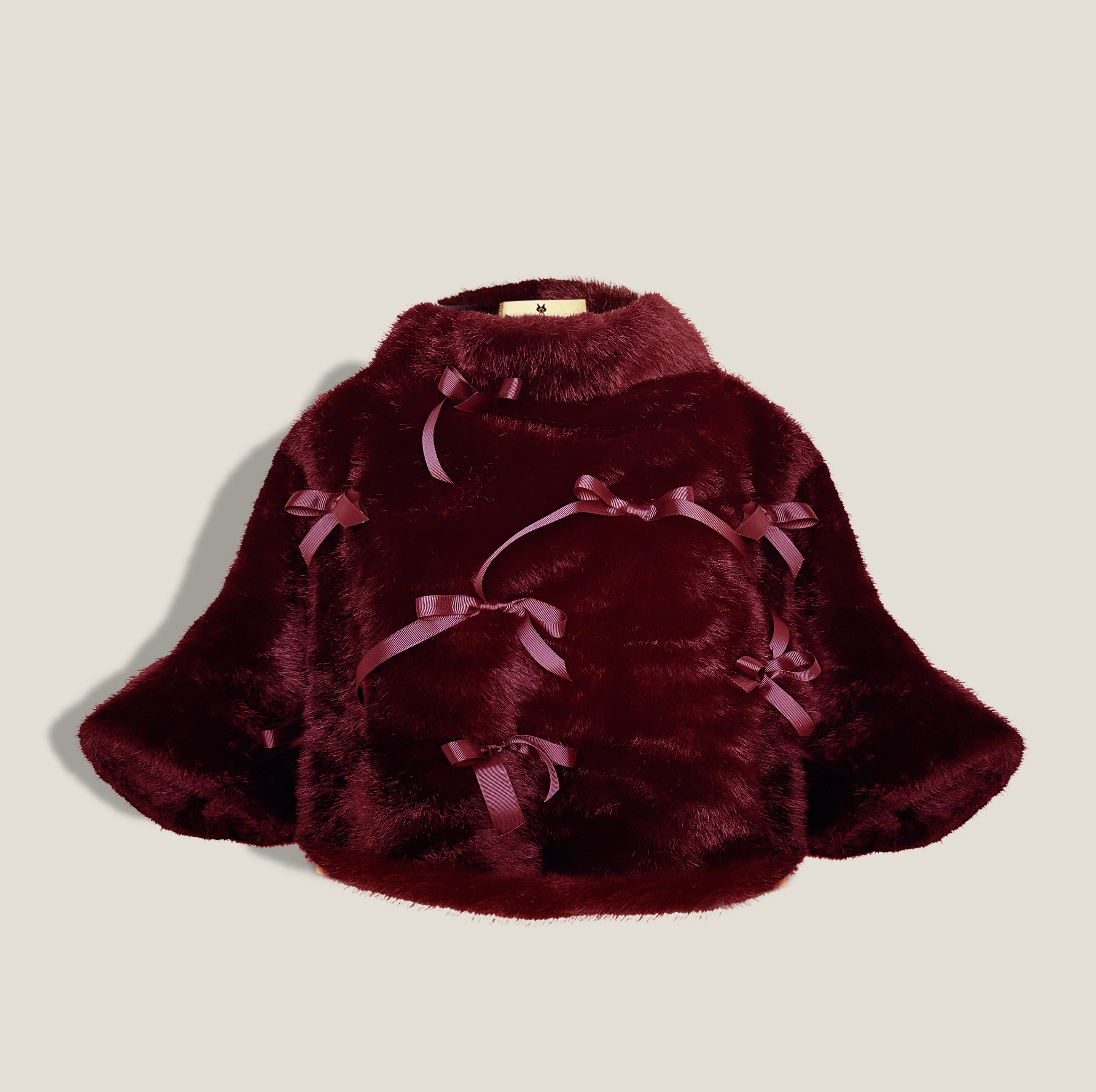 MME. BOW Mink Poncho - Burgundy | MME.MINK
