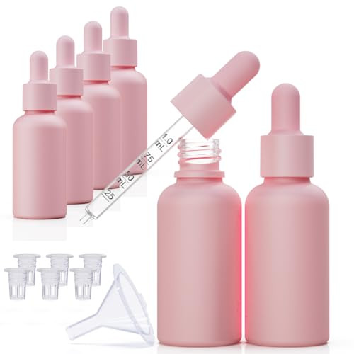 seafulee 1oz Pink Coated Glass Dropper Bottles (30ML) with Glass Eye Droppers - Pack of 6 | Amazon (US)