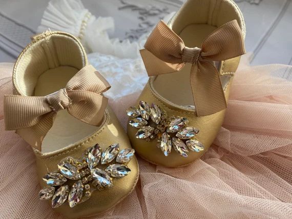 Gold Ballerina Baby Crib Shoes Infants Baptism Party Baby | Etsy | Etsy (US)