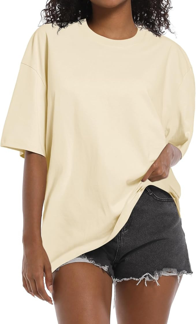 Oversized Grunge Vintage t shirts for Women Short Sleeve Cotton Casual baggy Tees teens Trendy Cr... | Amazon (US)