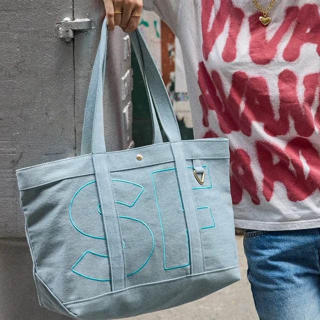 Alpha Custom Tote - Blue Denim | BaubleBar