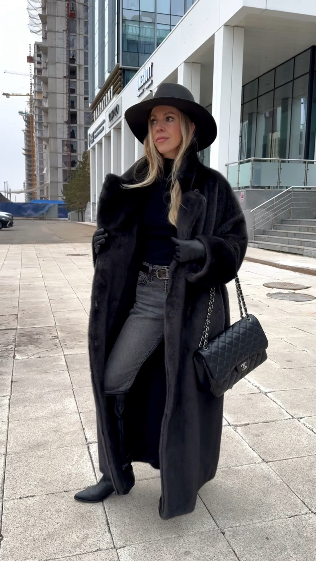 Faux fur coat, shearling coat, gray and black winter outfit, Levi’s slim leg gray jeans, black western boots, wool hat

#LTKSeasonal #LTKSaleAlert #LTKFindsUnder100