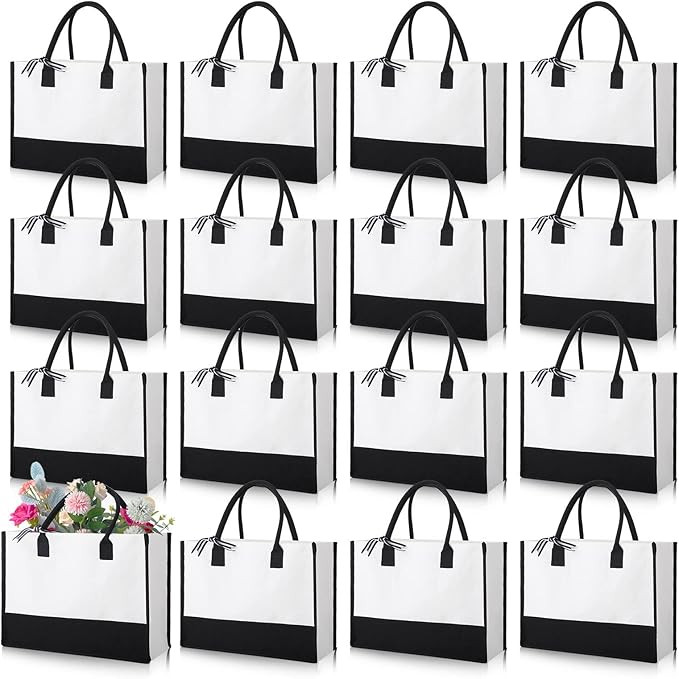 Reginary 12 Pack Canvas Tote Bags Initial Classic Black and White Present Bag Personalized for We... | Amazon (US)