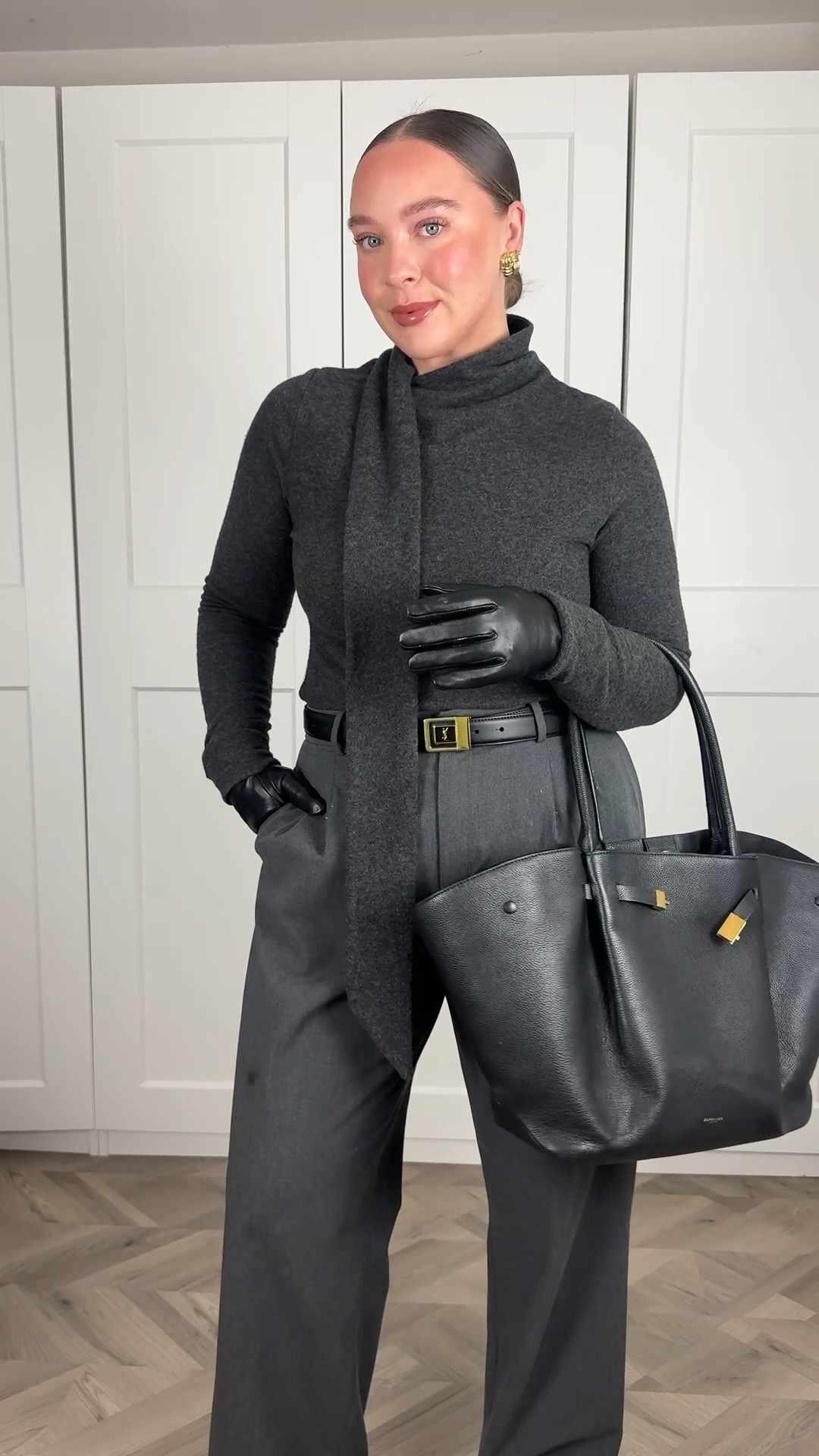 a simple winter work outfit for my fellow corporate girls 👩🏼‍💻

I wear a large in the trousers (mine are a couple of years old so the shade they have now is slightly lighter grey) and a medium in the knit top, my bag is the large version (not midi) 

#LTKworkwear #LTKwinter #LTKmidsize