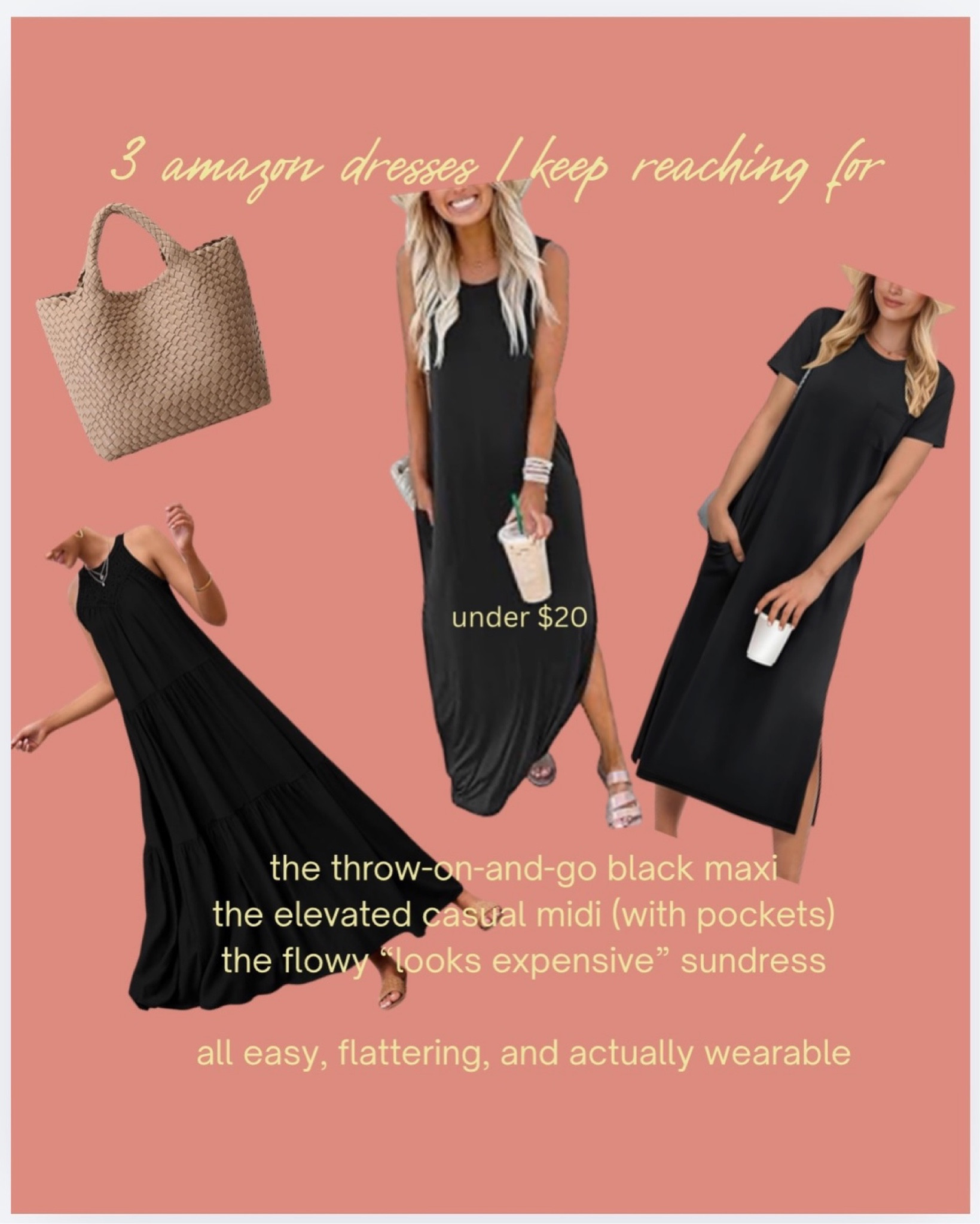I’ve been trying to simplify getting dressed lately and these are the ones I keep grabbing without thinking.

Nothing complicated, just easy pieces that always look put together.

If you’re building a low-effort summer wardrobe… these are good ones.

linked in my storefront, LTK or comment DRESSES and I will send the direct link