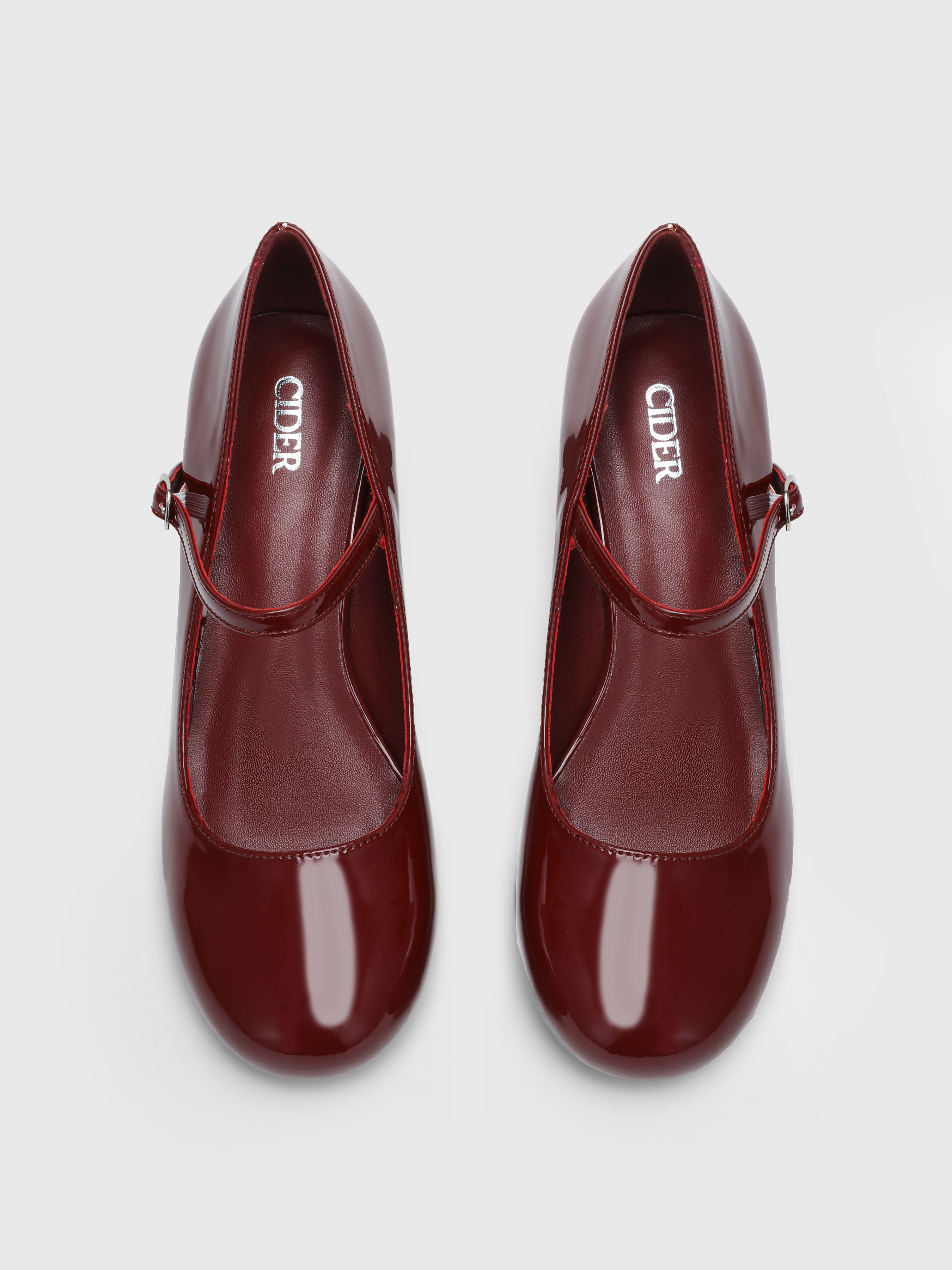 Faux Patent Leather Chunky Heeled Mary Jane Shoes | Cider