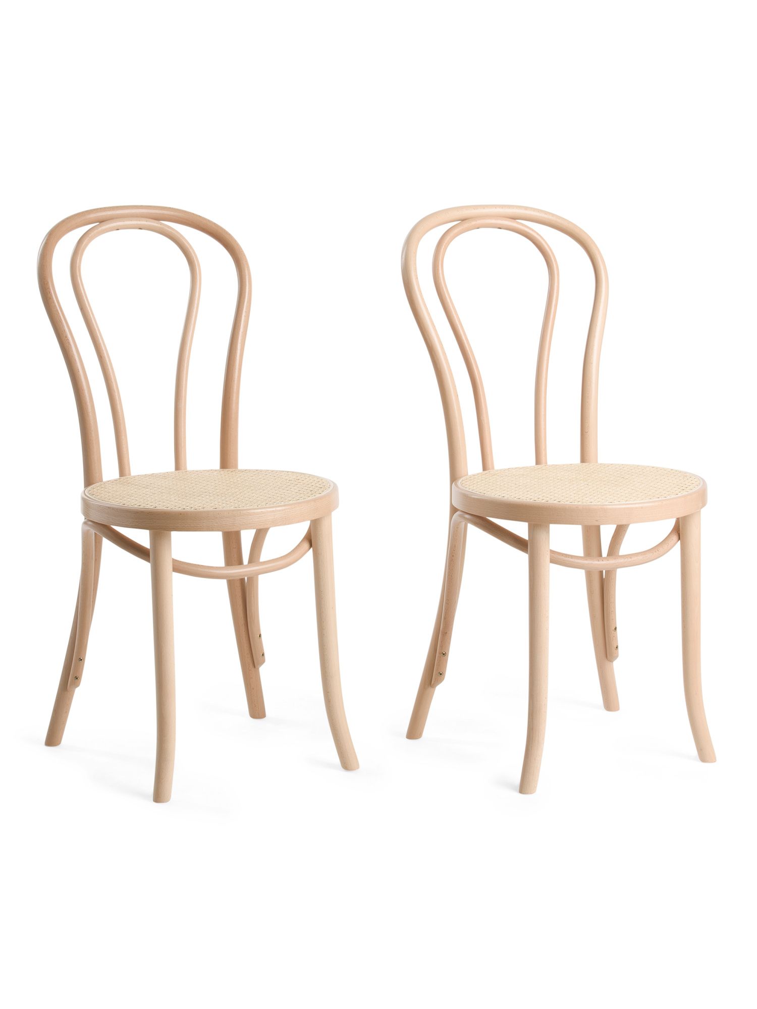 Set Of 2 Solid Beech Dining Chairs With Cane Seats | TJ Maxx