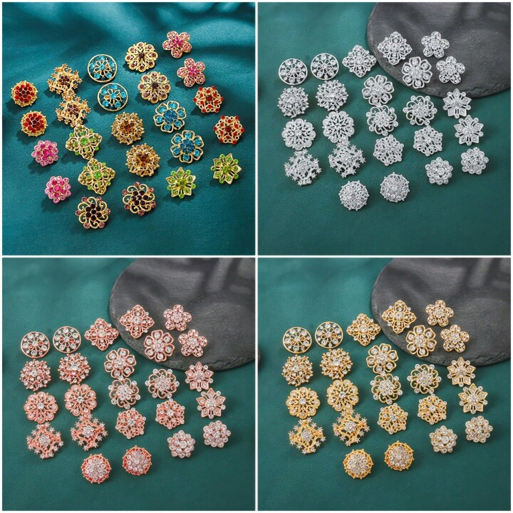 24pcs/Set Mini Rhinestone Decor Alloy Brooch Pins, Suitable For Daily Wear, Fixing Clothes Collar... | SHEIN