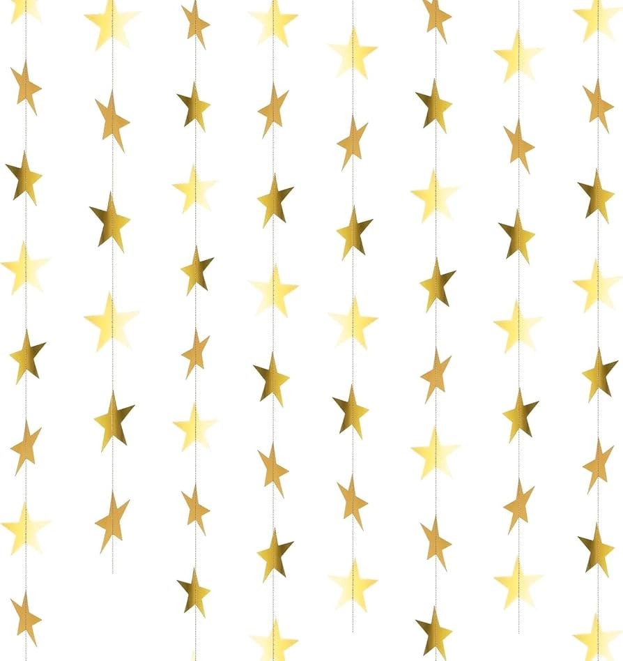 8 Pcs Star Garland 104 Ft Glitter Star Garland Banner Gold Party Decor Twinkle Banner Backdrop Do... | Amazon (US)