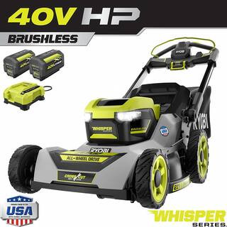 40V HP Brushless Whisper Series 21. in Walk Behind Self-Propelled All Wheel Drive Mower - (2) 6.0... | The Home Depot