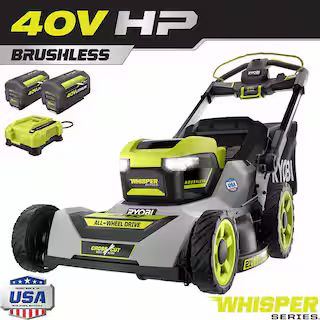 40V HP Brushless Whisper Series 21. in Walk Behind Self-Propelled All Wheel Drive Mower - (2) 6.0... | The Home Depot