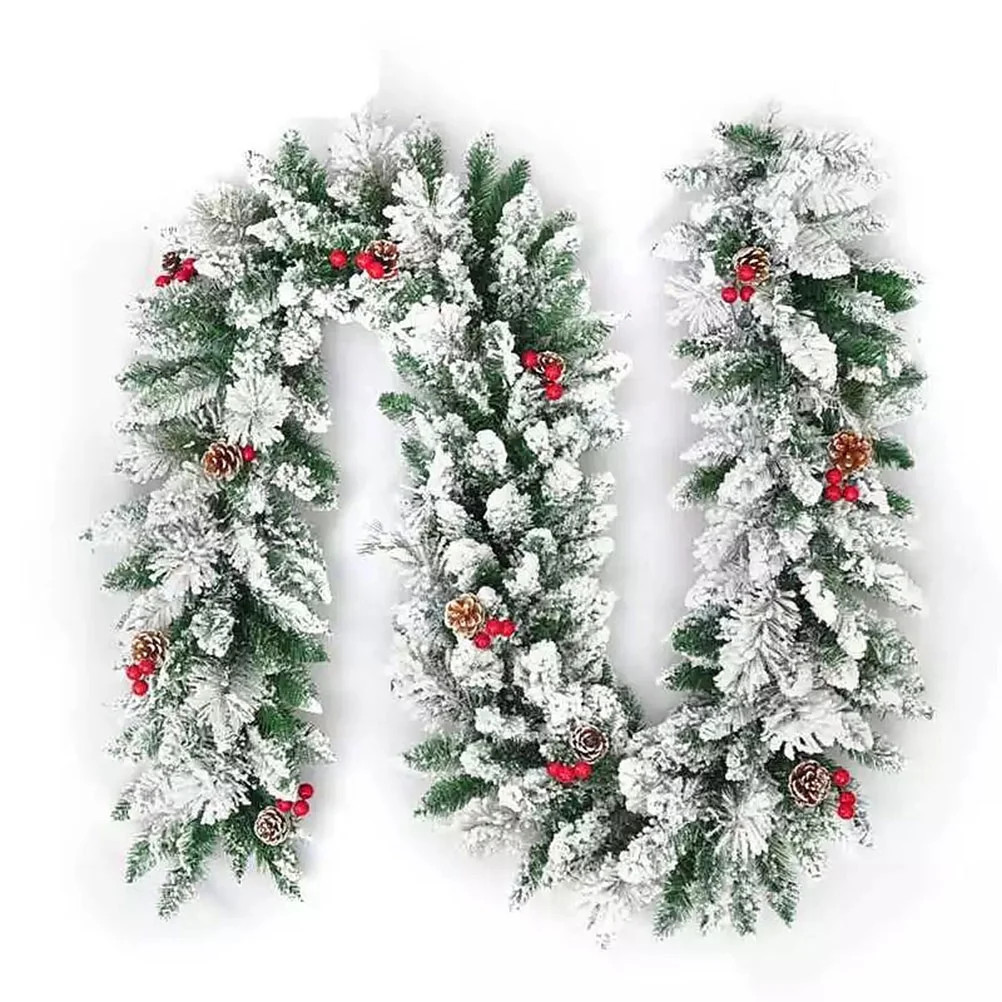 Valatala Christmas Rattan Flocking Wreath Door Hanging Garland Christmas Tree Ornaments | Walmart (US)