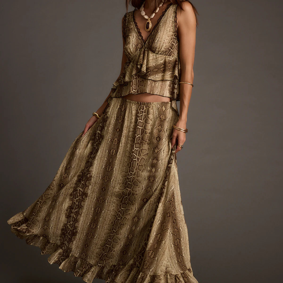 Calla Snake Print Maxi Skirt | 12th Tribe