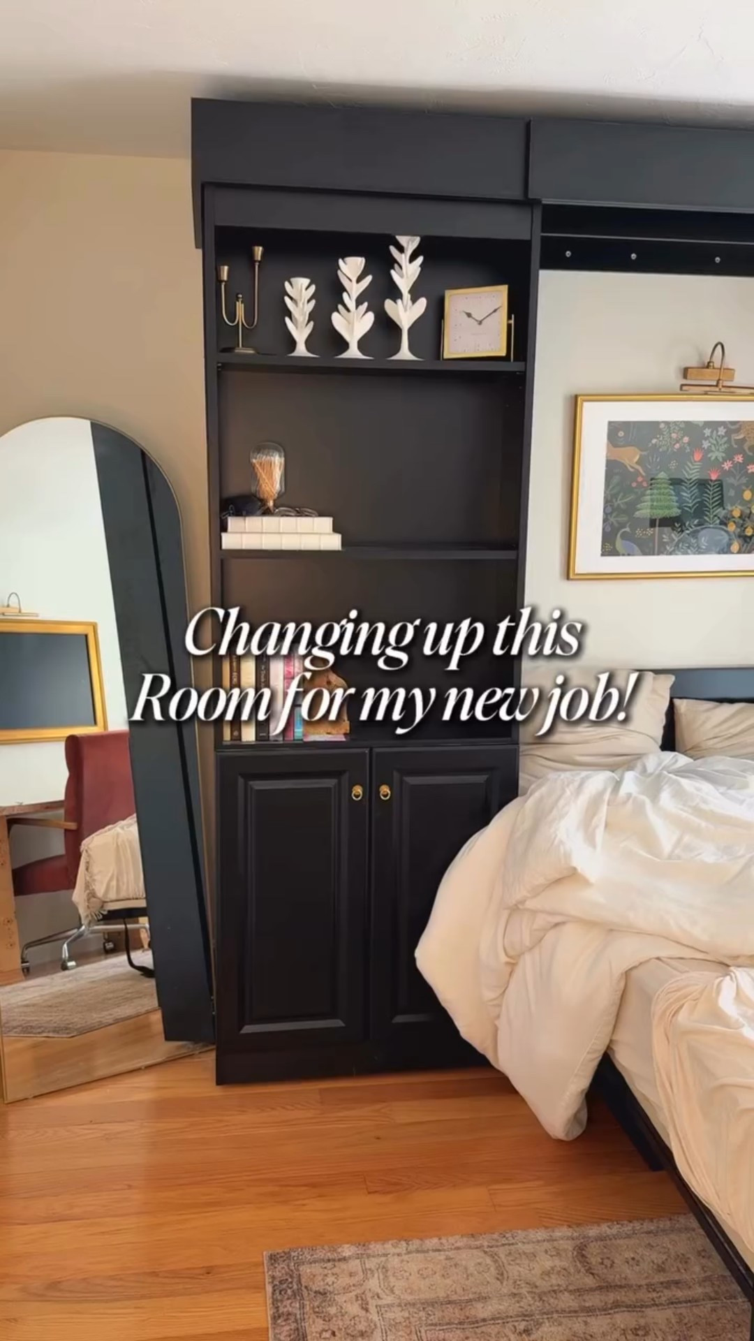 Comment “MURPHY BED” for a link to my Murphy bed and everything else in this room!

Literally can’t believe this is the cozy space I get to work from now!!

#homeoffice #guestroom #murphybed #smallroomideas #smallspaces #wallbed #cozyhomeoffice #cozyhome