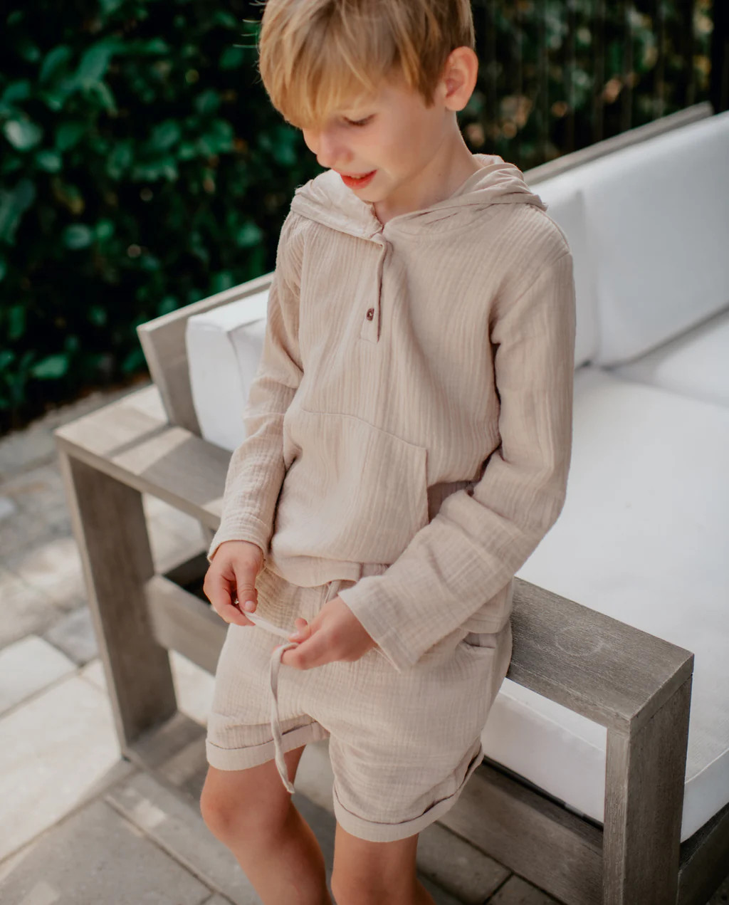 Knox Muslin Shorts (latte) | INDIE BLUE