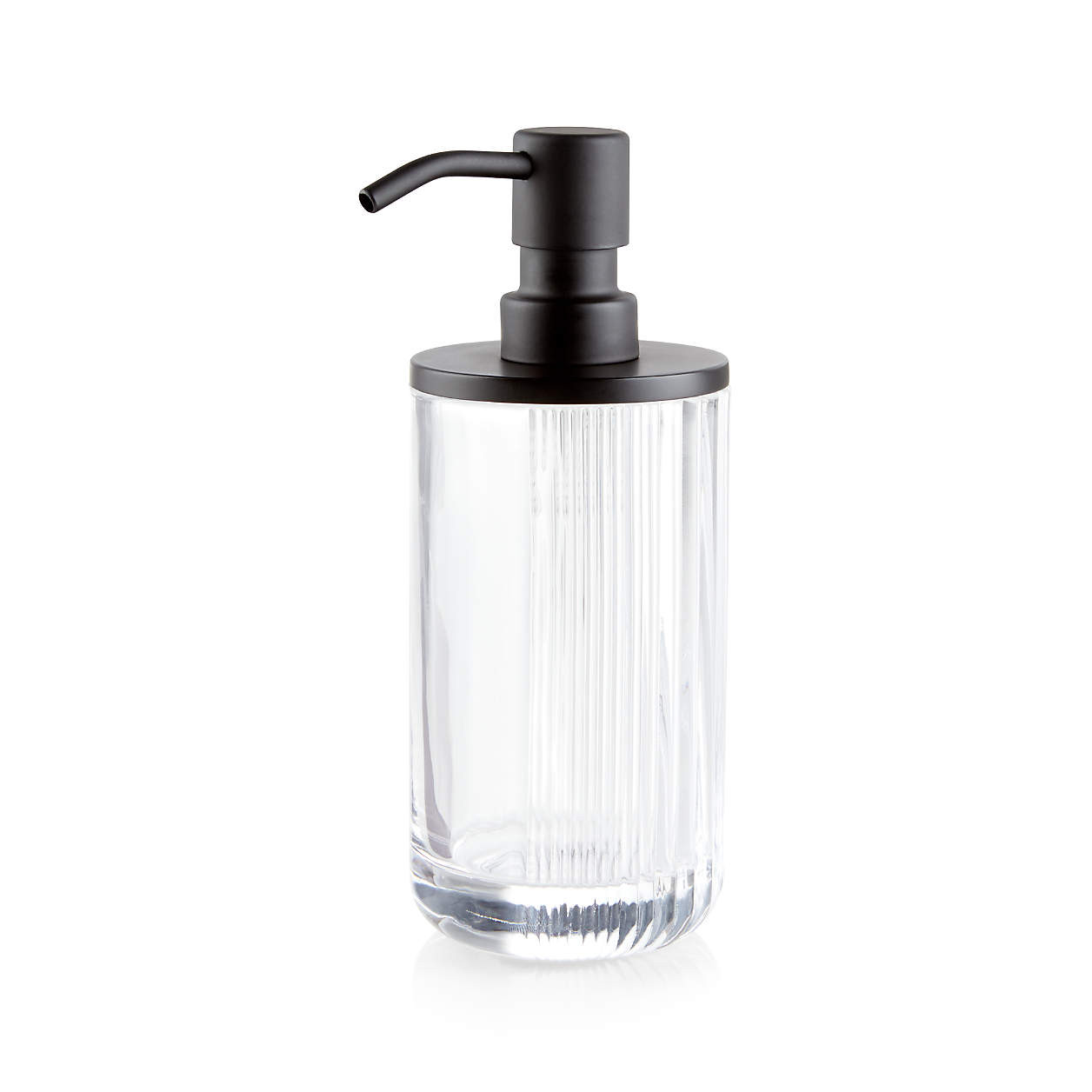 Ribbed Black Glass Soap Pump + Reviews | Crate & Barrel | Crate & Barrel