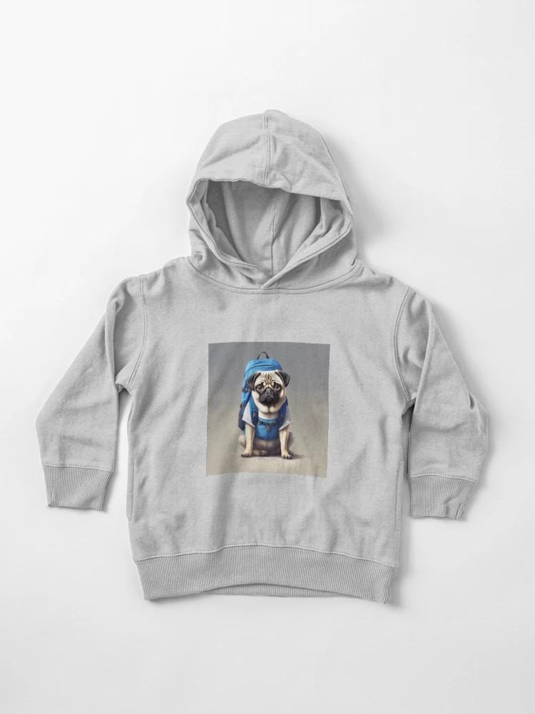 Pug with a blue backpack  Toddler Pullover Hoodie | Redbubble (US)