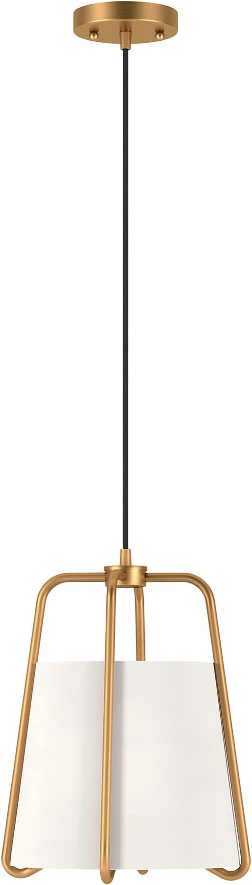 Marduk 11" Wide Pendant with Fabric Shade in Brass/White | Amazon (US)