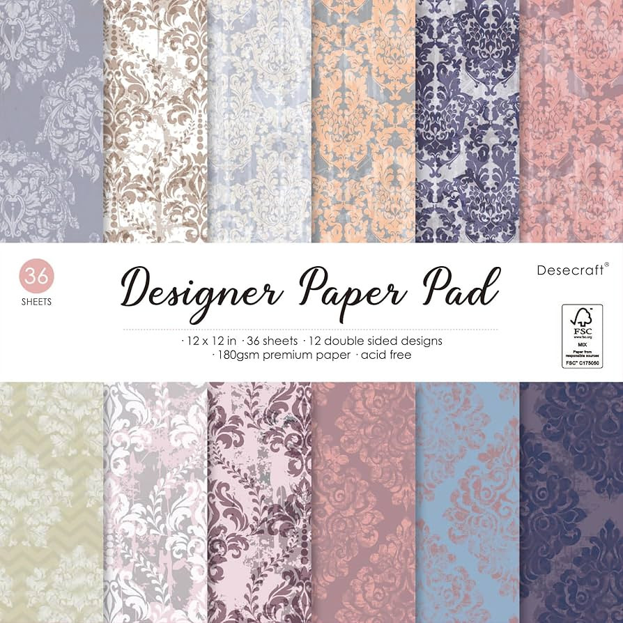 Desecraft Vintage Pastel 12x12 in Double Sided Paper Pad Pack Scrapbook Cardstock Decorative Pape... | Amazon (US)