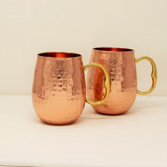 Handcrafted Moscow Mule Mug Set  Pure Copper Mug - Etsy | Etsy (US)