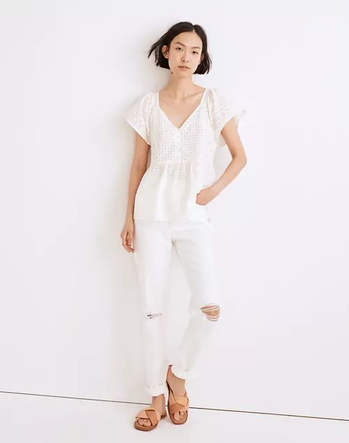 Patchwork Eyelet Peplum Top | Madewell