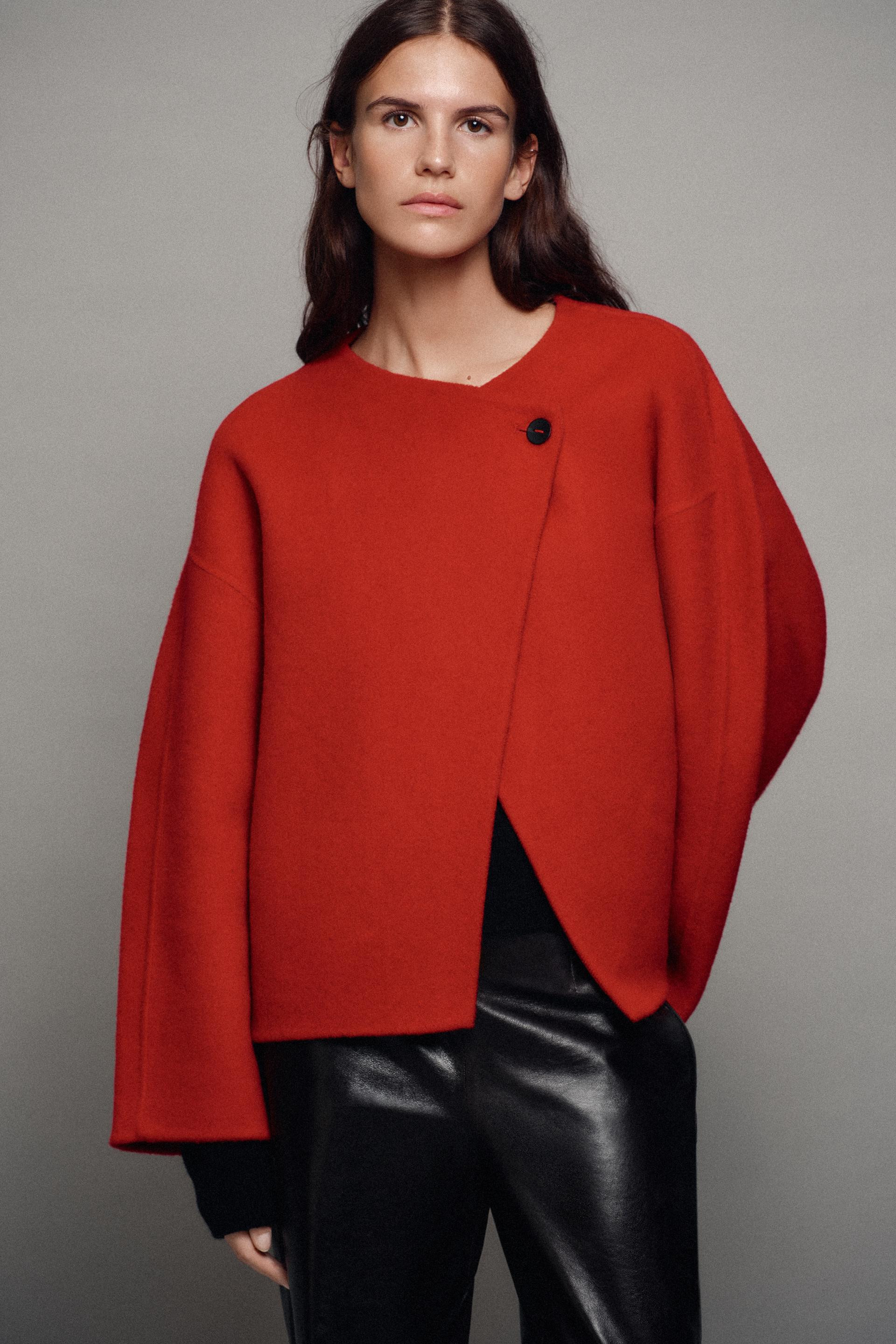 Zara - Short Wool-Blend Coat Zw Collection - Ecru - S - Woman | Zara US