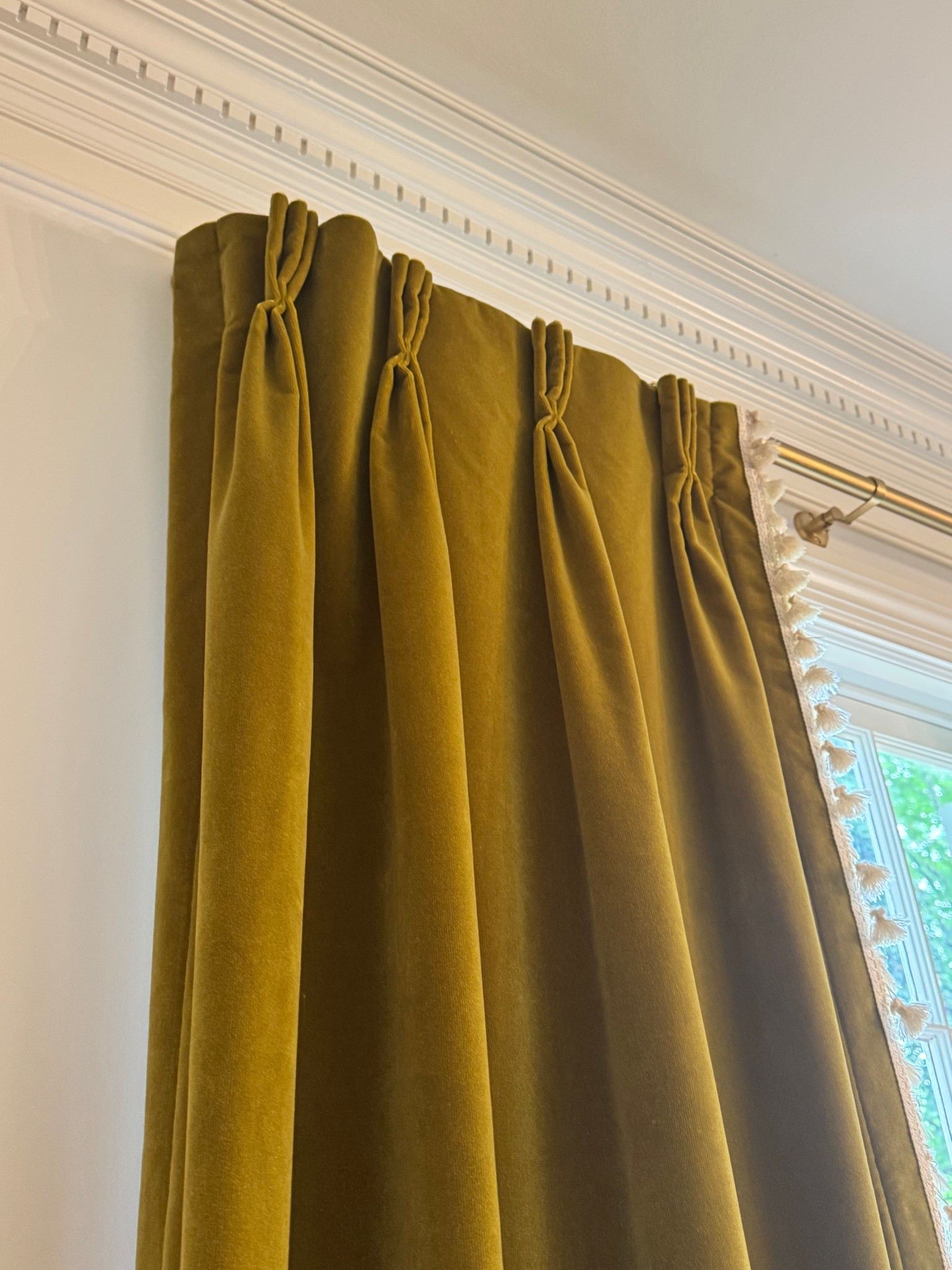 Pinch pleat citron velvet curtains from Pepper Home. Love the cream tassels!! Head over to pepper-home.com to customize your own! 

#LTKHome